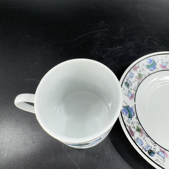 Vintage CHEKOSLOVAKIAN Fine Porcelain Motif Teacup And Saucer Czechoslovakia Set - Picture 11 of 16